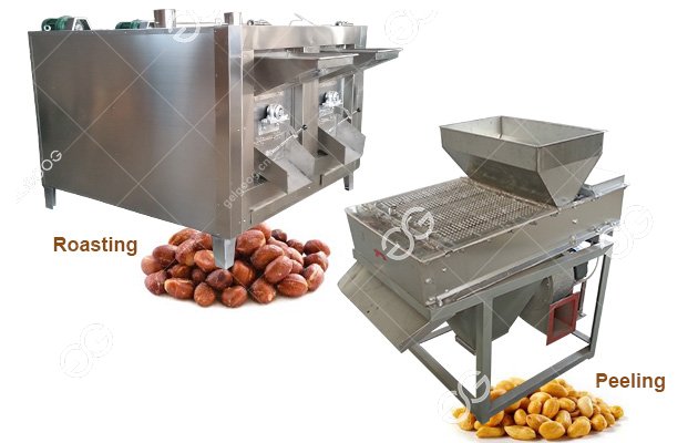 Gas Roasted Groundnut Frying and Peeling Machine