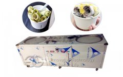 Fried Ice Cream Machine With Double Pans and Ten Storage Buckets