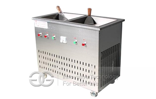 Yogurt Ice Cream Frying Machine With Double Square Pans