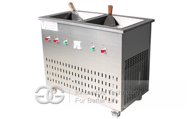 Yogurt Ice Cream Frying Machine With Double Square Pans