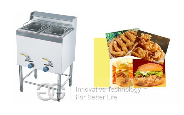 Gas Deep Frying Machine With Two Tanks Two Baskets