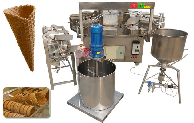 Ice Cream Cone Baking and Rolling machine line