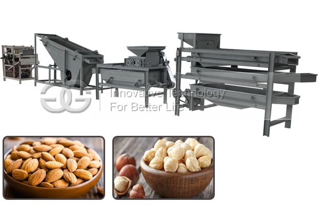 Automatic Alomnd Hazelnut Cracking Shelling Machine Equipment Line