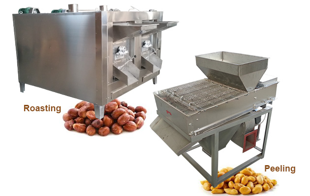 Gas Roasted Groundnut Frying and Peeling Machine